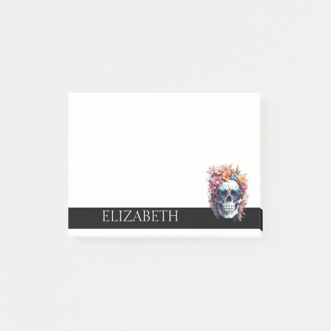 Personlig Cute Mexican Sugar Skull Halloween Post-it Block (Framsida)