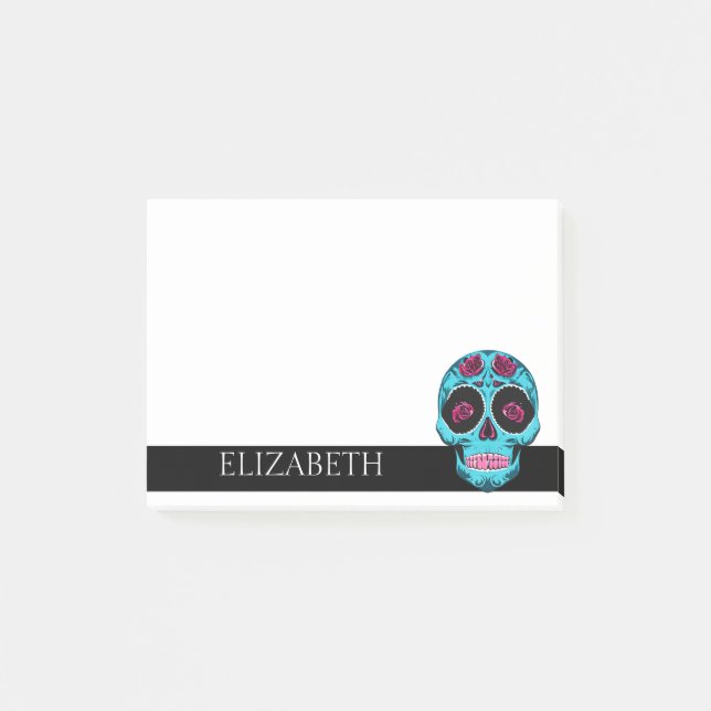Personlig Cute Mexican Sugar Skull Halloween Post-it Block (Framsida)