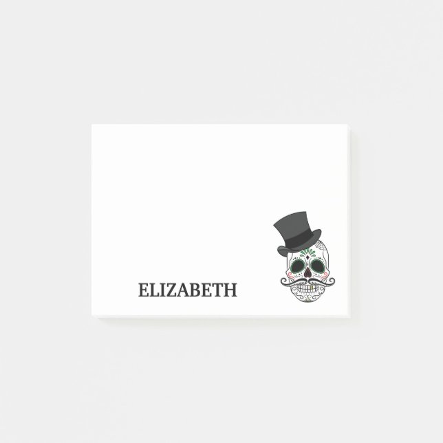 Personlig Cute Mexican Sugar Skull Halloween Post-it Block (Framsida)