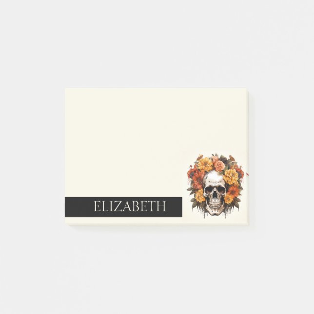 Personlig Cute Mexican Sugar Skull Halloween Post-it Block (Framsida)