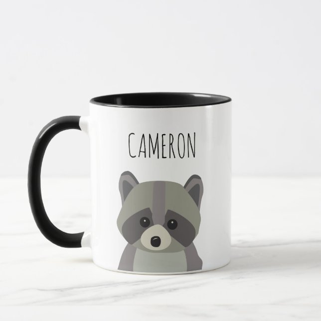 Personlig Cute Modern raccoon illustration Mugg (Vänster)