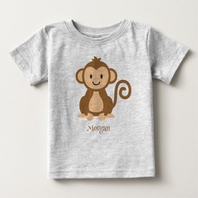 Personlig Cute Monkey Baby T-Shirt (Framsida)