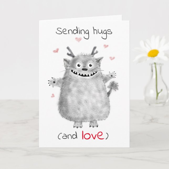Personlig/ Cute Monster/ Sending Hugs och Kärlek Kort (Liten växt)