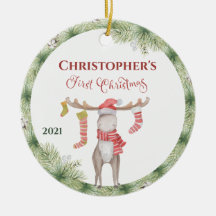 Personlig Cute Moose Babys första jul