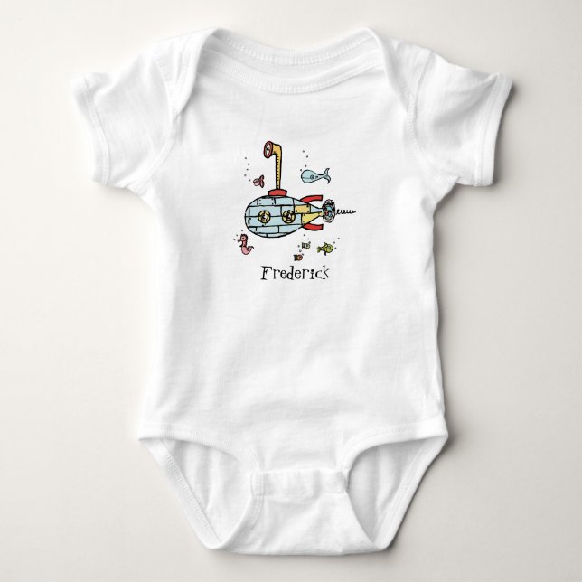 Personlig Cute Nautisk ubåt under Vatten T Shirt (Framsida)