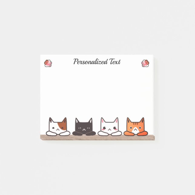 Personlig Cute Nyfiknare Kattunge Post-it Block (Framsida)
