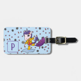 Personlig Cute och enkel Blommigt för blå enhörnig Bagagebricka