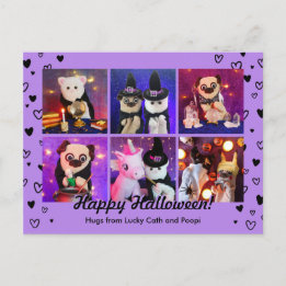 Personlig Cute Orange Hearts Halloween Photo Vykort