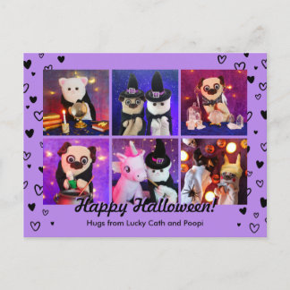 Personlig Cute Orange Hearts Halloween Photo Vykort