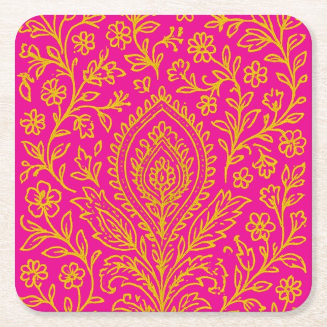 Personlig Cute Paisley Blommigt Skriv ut antecknin Underlägg Papper Kvadrat (Framsidan)