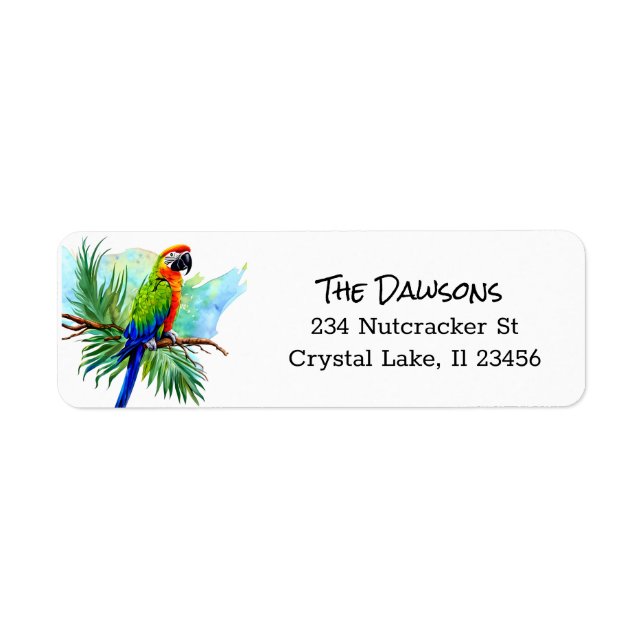 Personlig Cute Parrot Artwork Returadress Etikett (Framsidan)