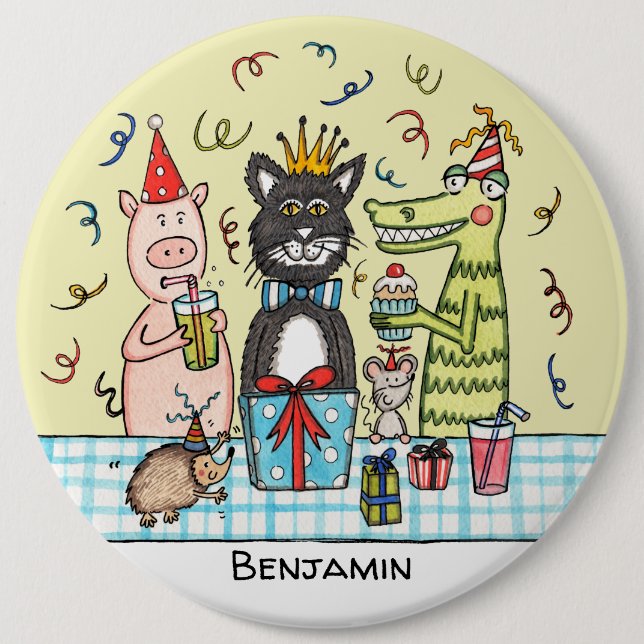 Personlig Cute Party Animals Button Badge Knapp (Framsida)