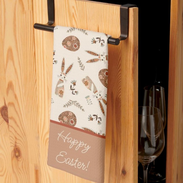 Personlig Cute Påskhare Rabbit Folk Kökshandduk (Skapare uppladdad)