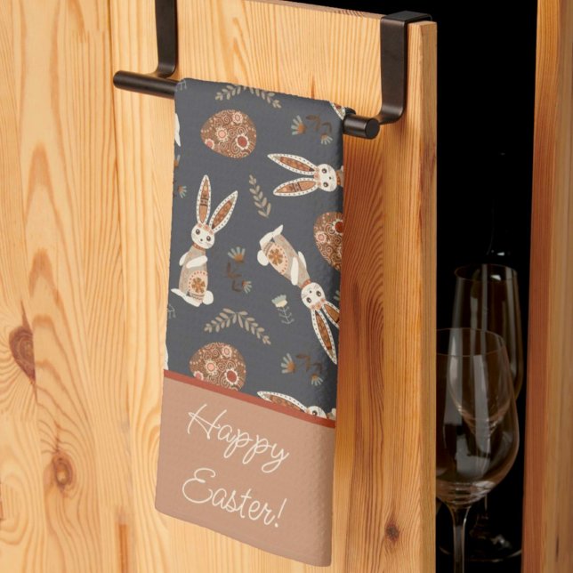 Personlig Cute Påskhare Rabbit Folk Kökshandduk (Skapare uppladdad)