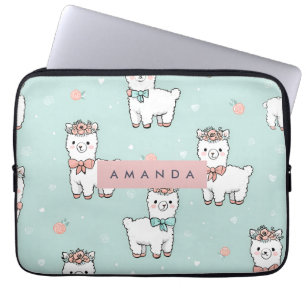Personlig Cute Pastel Alpaca Mönster Laptop Fodral