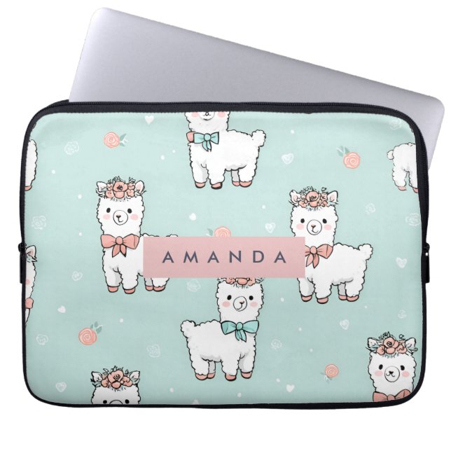 Personlig Cute Pastel Alpaca Mönster Laptop Fodral (Framsidan)