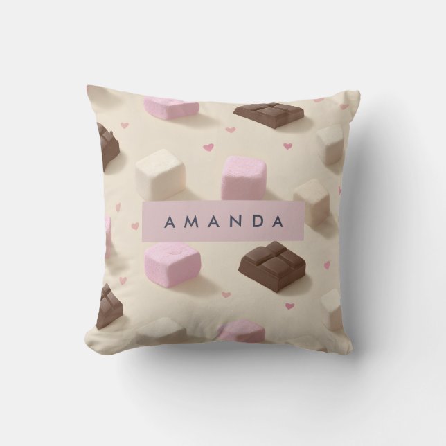 Personlig Cute Pastel Chocolate och Marshmallow Kudde (Framsida)