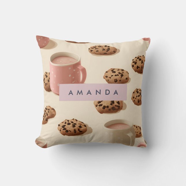 Personlig Cute Pastel Cookies & Mjölk Kudde (Framsida)