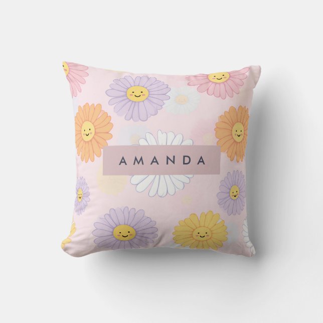 Personlig Cute Pastel Daisy Flower Kudde (Framsida)