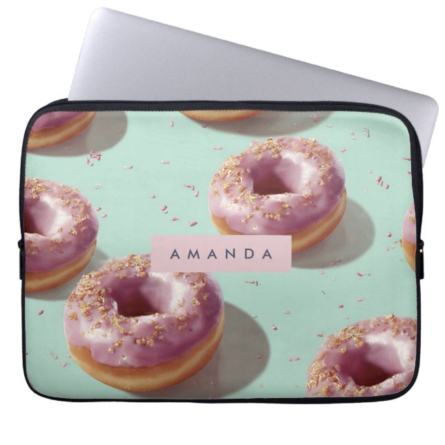 Personlig Cute Pastel Donuts & Sprinkles Laptop Fodral (Framsidan)