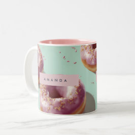 Personlig Cute Pastel Donuts & Sprinkles Två-Tonad Mugg