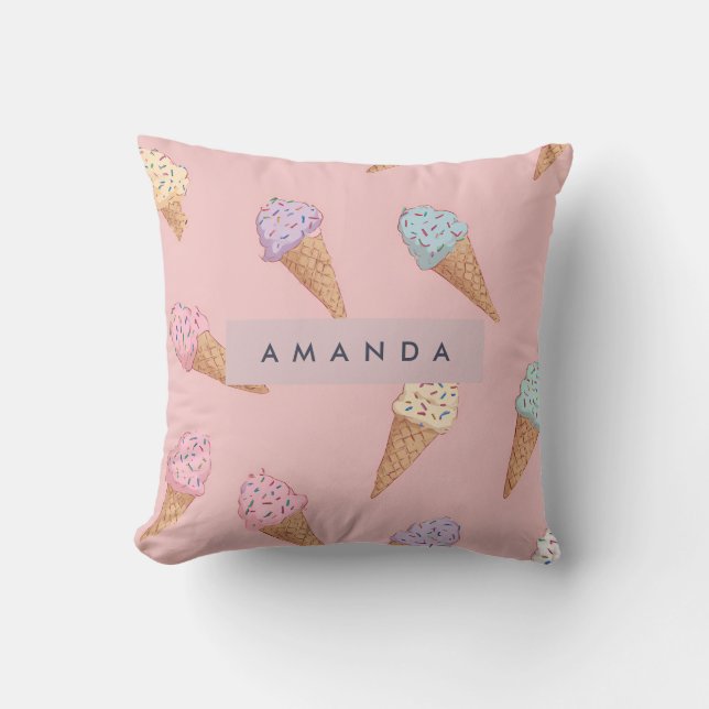 Personlig Cute Pastel Ice Cream Kudde (Framsida)