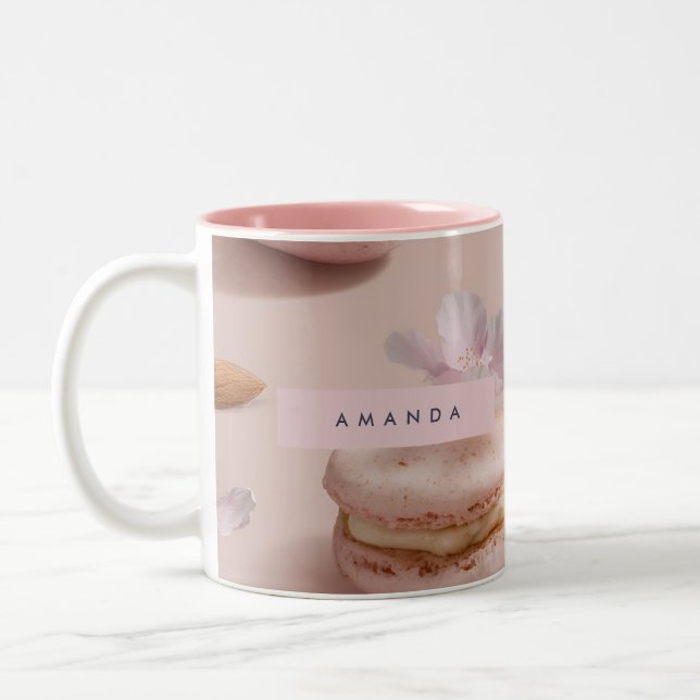 Personlig Cute Pastel Macaron Almond Flower Två-Tonad Mugg (Vänster)