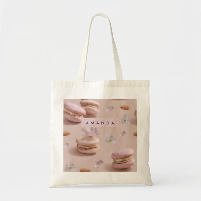 Personlig Cute Pastel Macaron Almond Flower Tygkasse (Framsidan)