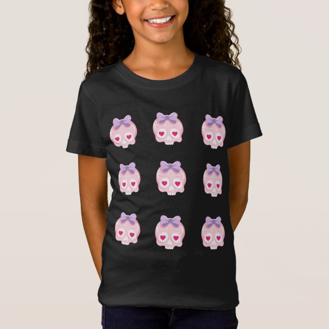 Personlig Cute Pastel Rosa Döskallars Halloween T Shirt (Framsida)