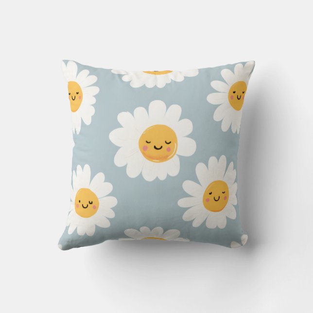 Personlig Cute Pastel Smiling Daisy Kudde (Baksida)