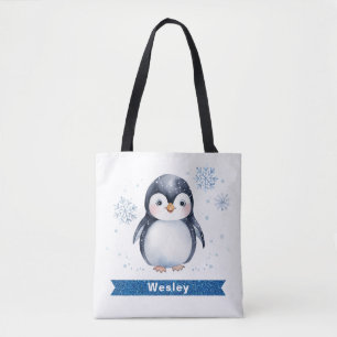 Personlig Cute Penguin Kids Tote Bag Tygkasse