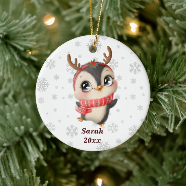 Personlig Cute Penguin - Min första jul Julgransprydnad Keramik (Träd)