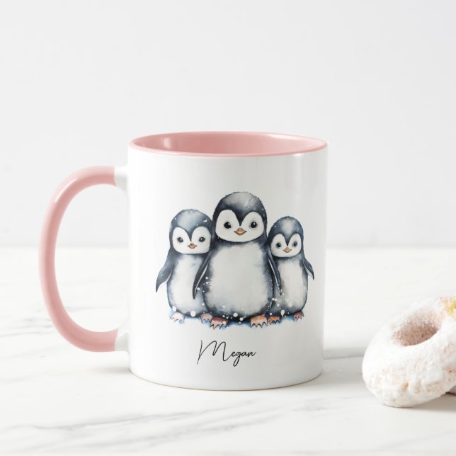 Personlig Cute Penguin Mugg (Med munk)