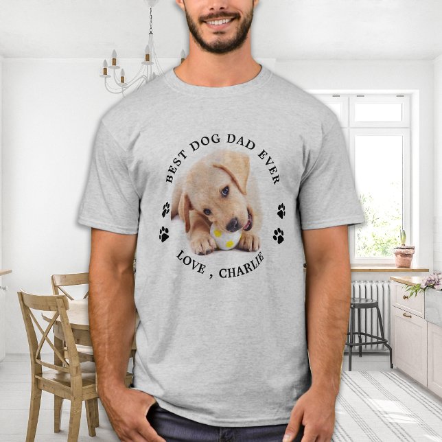 Personlig Cute Pet Photo Best Hund Pappa någonsin T Shirt (Skapare uppladdad)