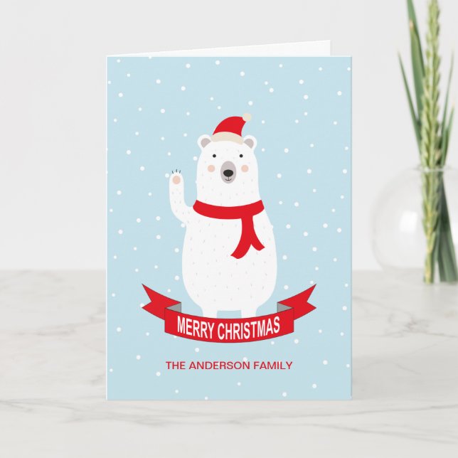 Personlig Cute Polar Bär julkort Helgkort (Framsida)