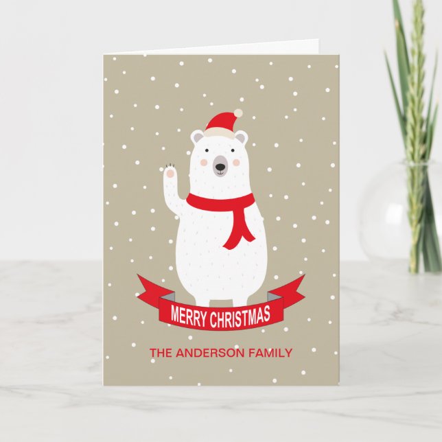 Personlig Cute Polar Bär julkort Helgkort (Framsida)