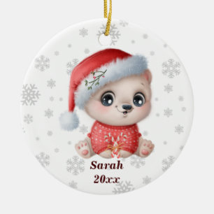 Personlig Cute Polar Bear - min första jul Julgransprydnad Keramik