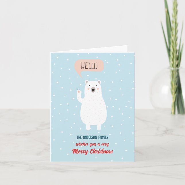 Personlig Cute Polar Bear säger Hej Helgkort (Framsida)
