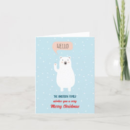 Personlig Cute Polar Bear säger Hej Helgkort