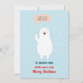 Personlig Cute Polar Bear säger Hej Julkort