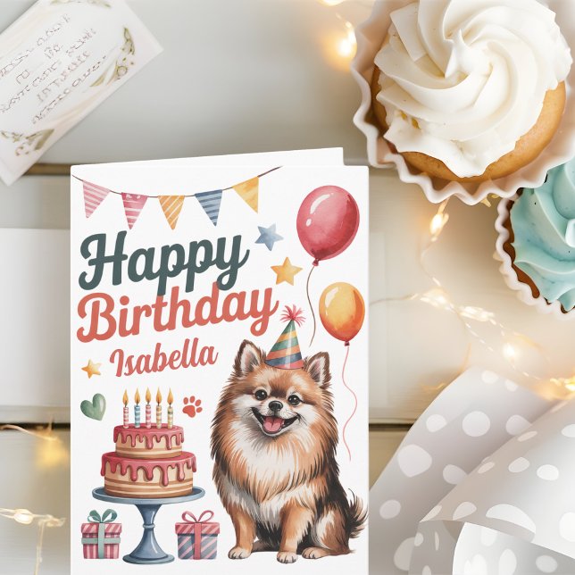 Personlig Cute Pommern Hund Birday Card Kort (Skapare uppladdad)