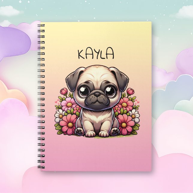 Personlig Cute Pug Puppy Hund Anteckningsbok (Skapare uppladdad)