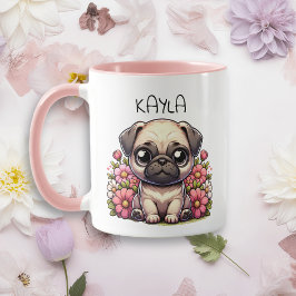 Personlig Cute Pug Puppy Hund Mugg