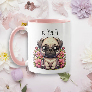 Personlig Cute Pug Puppy Hund Mugg