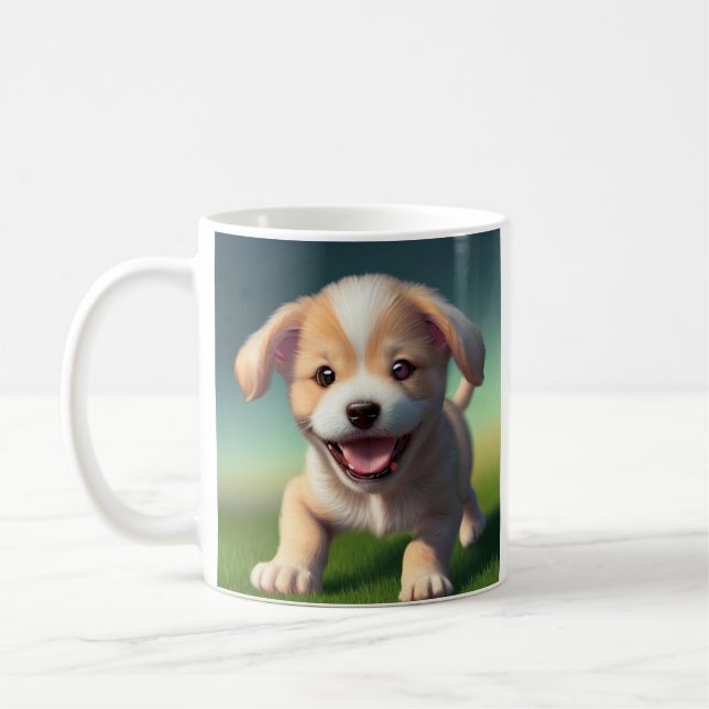 Personlig Cute Puppy Hund Kaffemugg (Vänster)