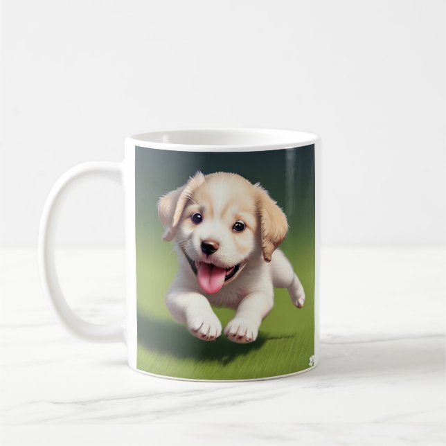 Personlig Cute Puppy Hund Labrador Kaffemugg (Vänster)