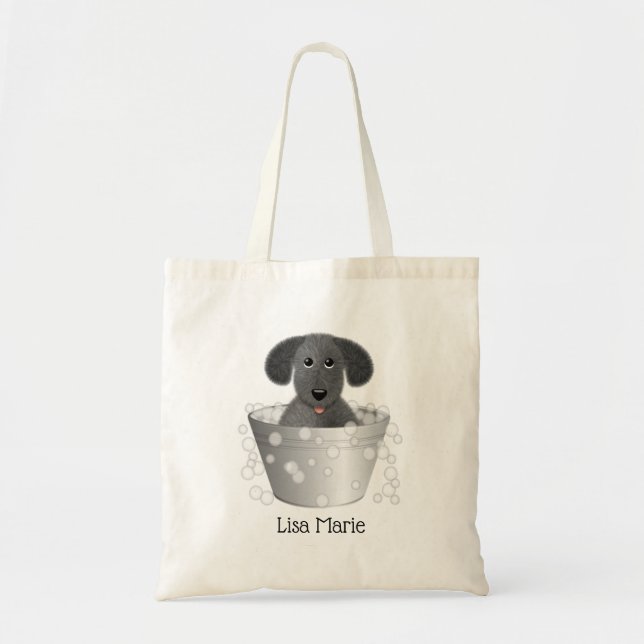 Personlig Cute Puppy i en tinnTub med bubblor Tygkasse (Framsidan)