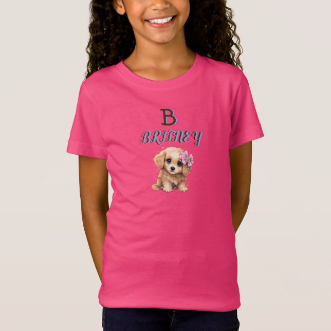 Personlig Cute Puppy Monogram T- T Shirt (Framsida)