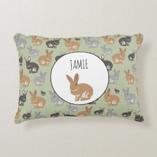 Personlig Cute Rabbit Mönster Neutralt Färg Prydnadskudde