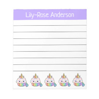 Personlig Cute Rainbow Unicorn-Muffinsar Anteckningsblock